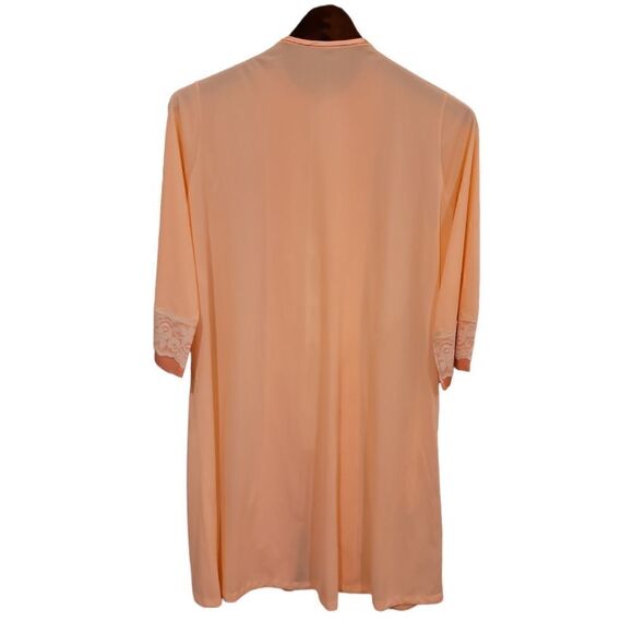Vintage Union Made ILGWU Peach Pink Ivory Lace House Coat Robe Snowdon M - Picture 5 of 13